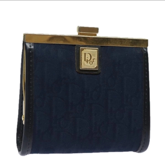 Christian Dior Trotter Logo Metal Clasp Jacquard Leather Coin Purse 💙 Vintage🌴 - Picture 6 of 14